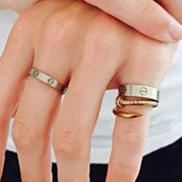 Silver Screw Love Ring - Picture 2 of 8